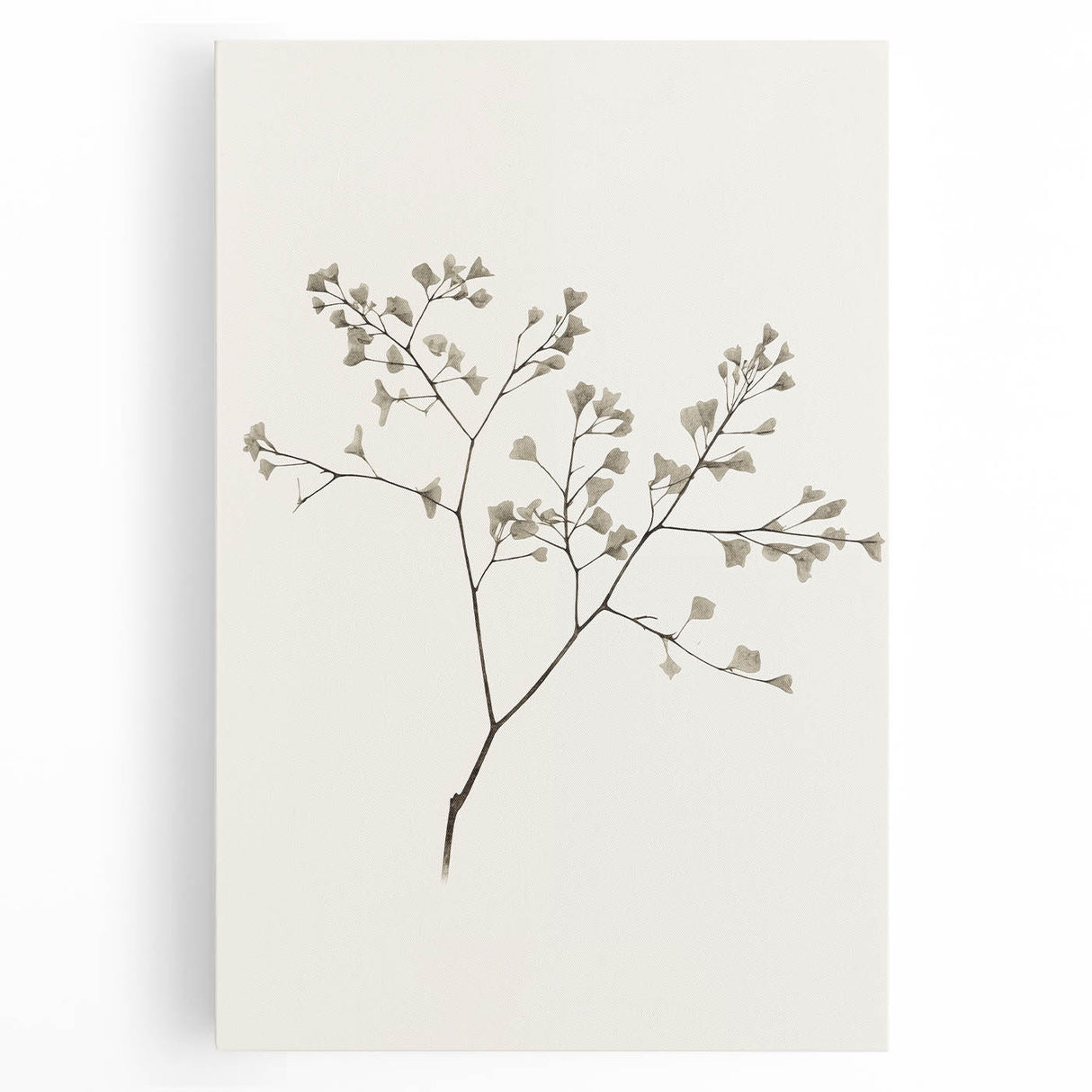 Abstract minimalist wall art design featuring geometric shapes in soft pastel colors on a stretched canvas, ideal for modern home decor. This piece adds a contemporary touch to any room.
