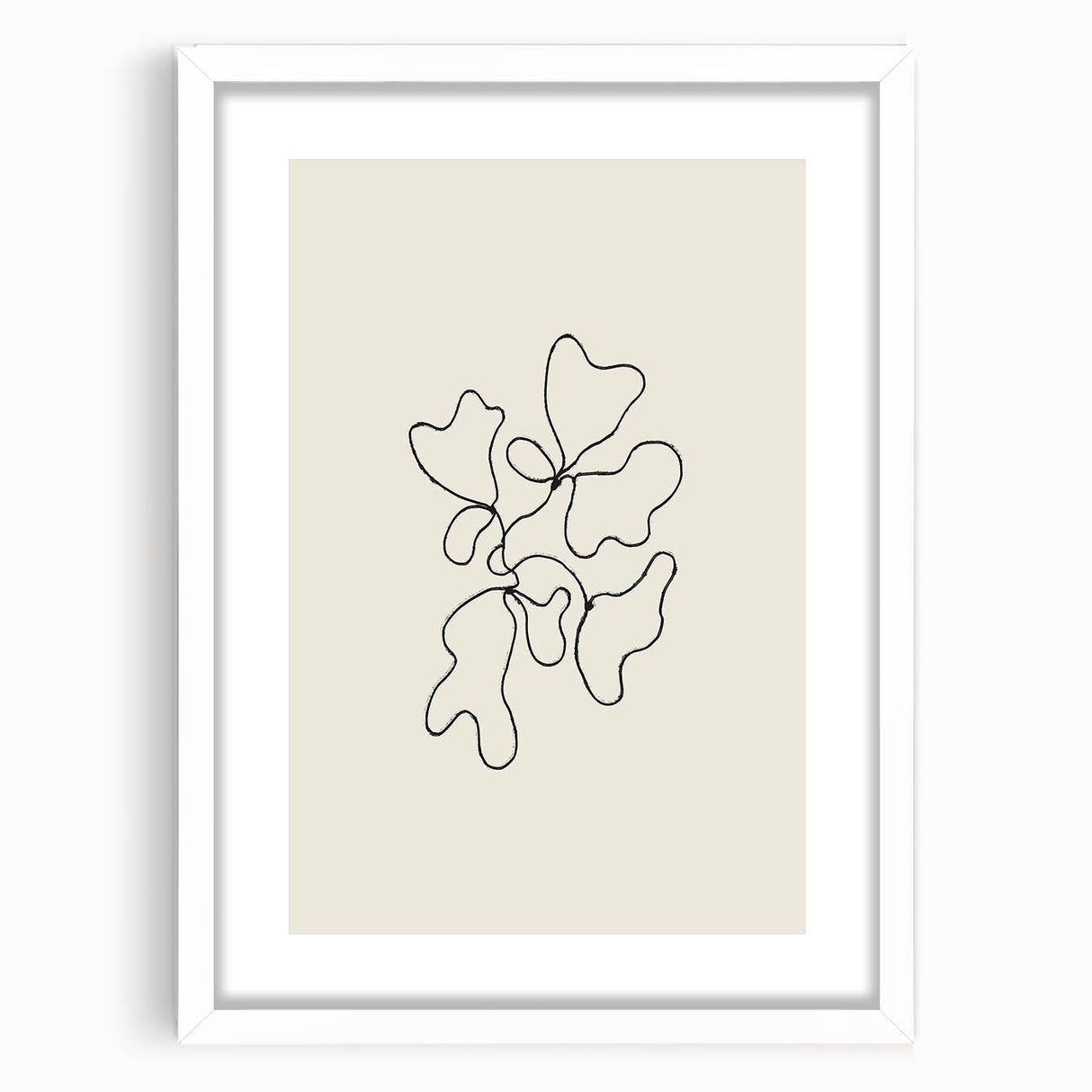 Abstract minimalist wall art design featuring a framed piece with a white mat, showcasing subtle geometric patterns and a contemporary aesthetic, perfect for modern home decor.