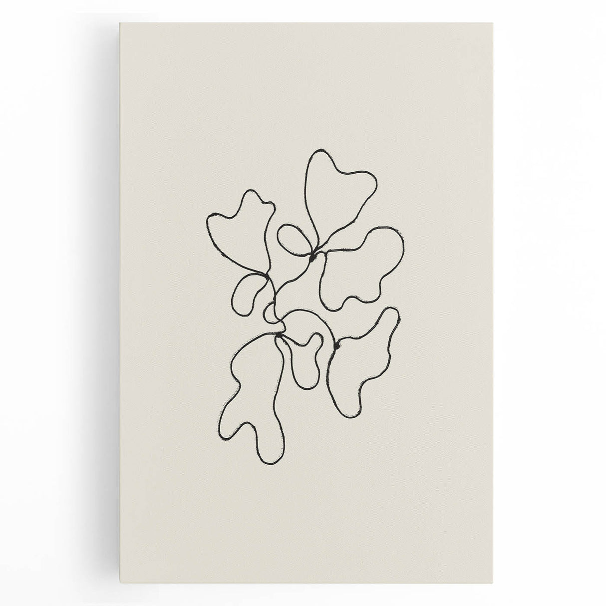 Abstract minimalist wall art design featuring soft pastel colors and geometric shapes, stretched on canvas, ideal for modern home decor in living spaces.
