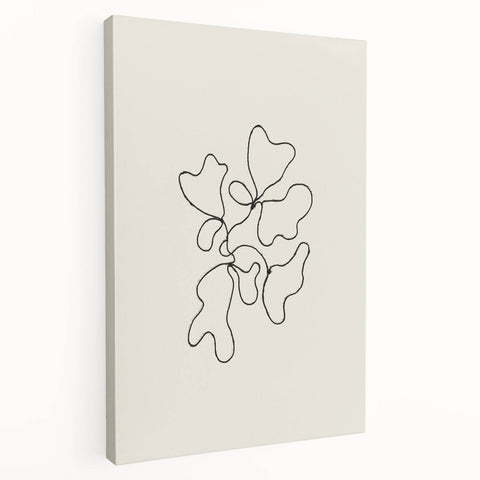 Stretched canvas showcasing a modern abstract minimalist wall art design in muted tones, highlighting fluid shapes and lines, ideal for contemporary decor.
