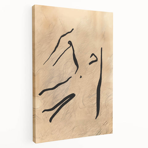 Stretched canvas showcasing an abstract minimalist wall art design with soft pastel colors and geometric shapes, emphasizing modern decor and artistic elegance.