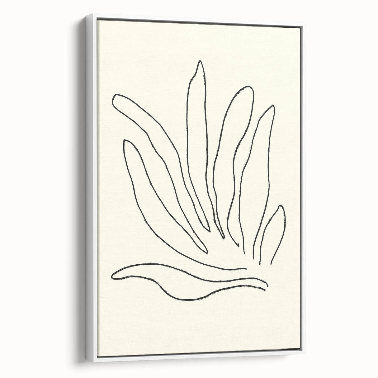 Abstract minimalist wall art collection displayed in a sleek white frame, showcasing geometric patterns and soft tones, perfect for modern decor aesthetics.