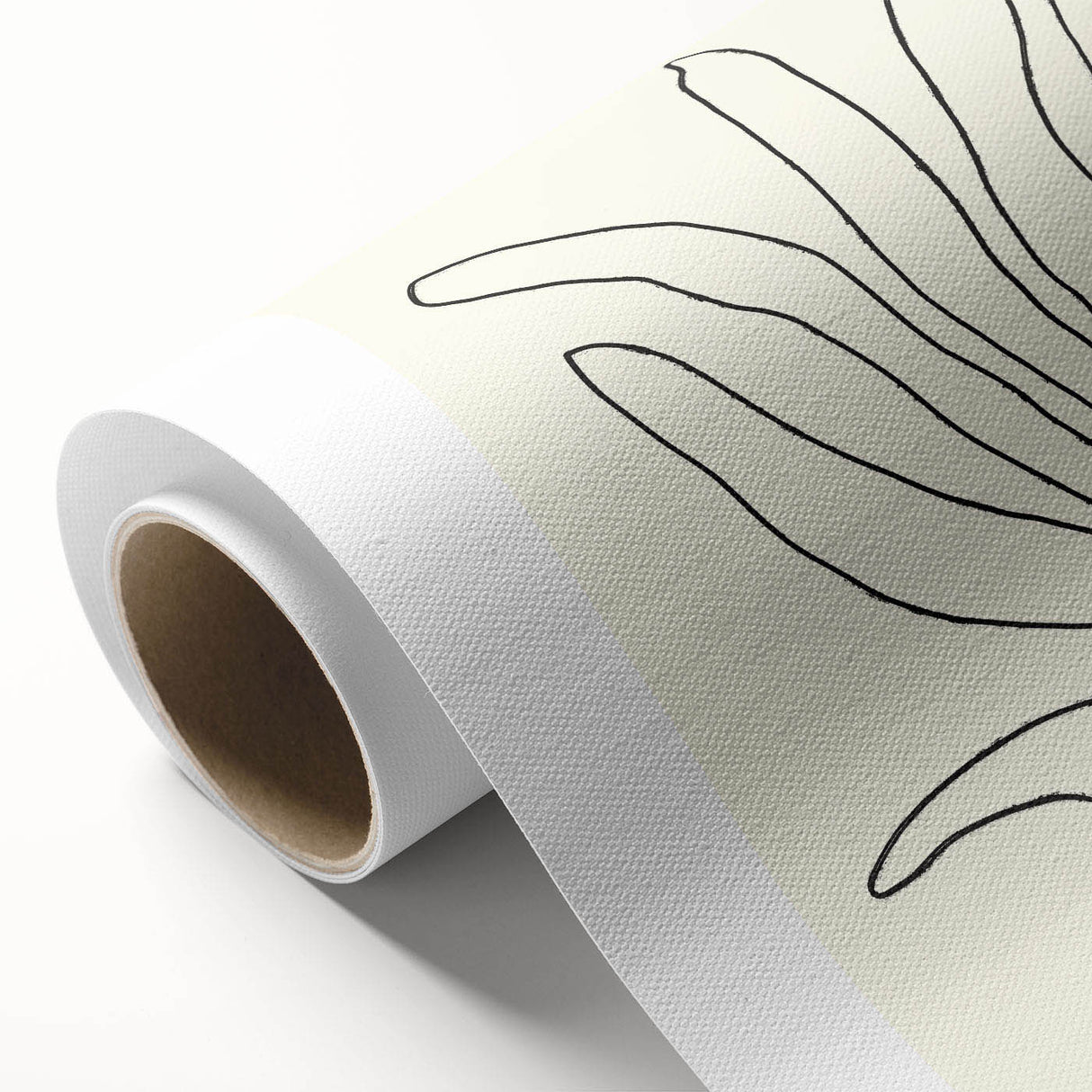 Abstract minimalist wall art design featuring a soft color palette of beige and gray, elegantly rolled in a protective cardboard tube, perfect for modern decor.