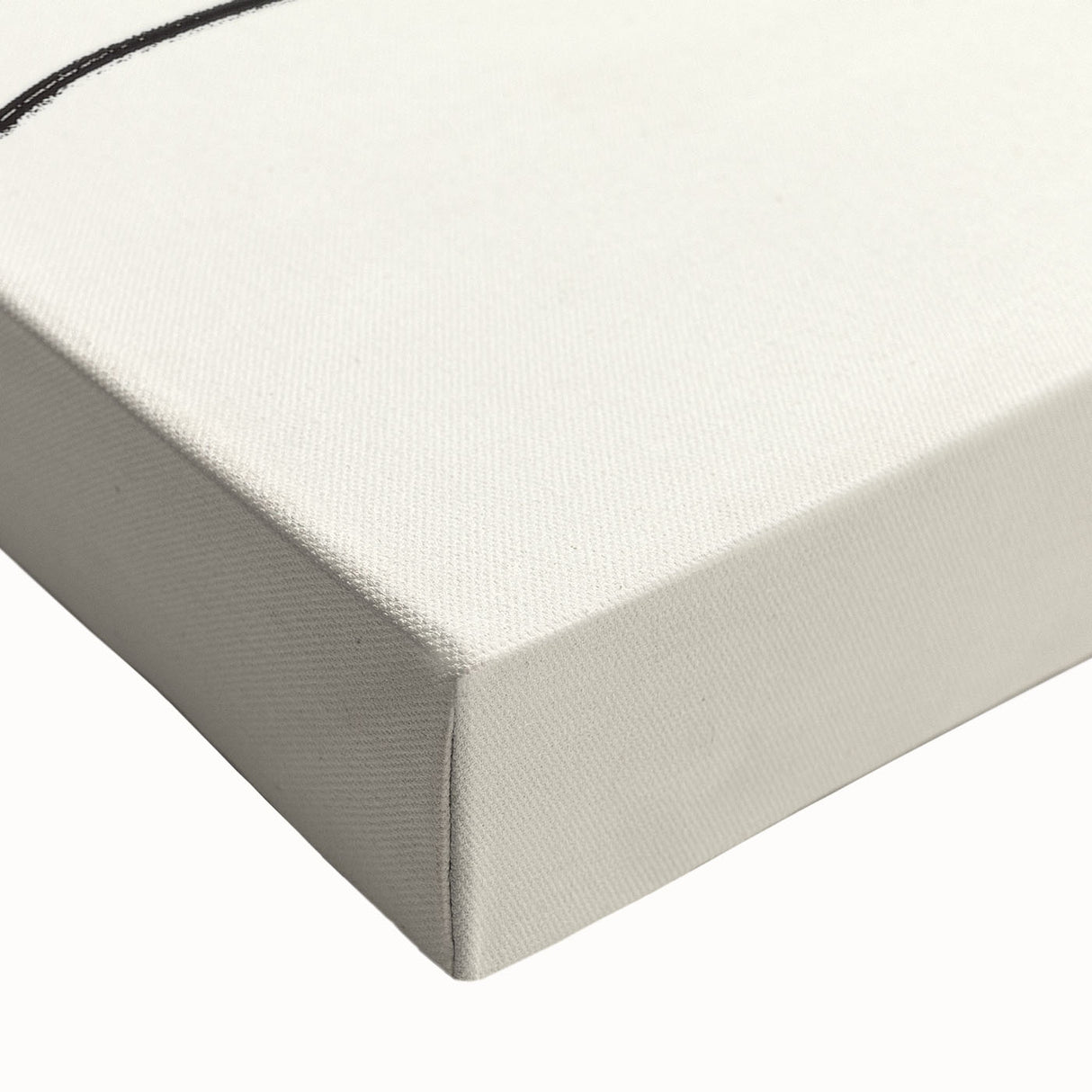 Close-up of a stretched canvas featuring an abstract minimalist design in soothing pastel colors, perfect for modern home decor. The artwork showcases fluid shapes and subtle textures, enhancing any interior space with its contemporary aesthetic.