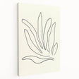 Stretched canvas artwork showcasing an abstract minimalist design with soft, muted colors and geometric shapes, perfect for modern home decor.