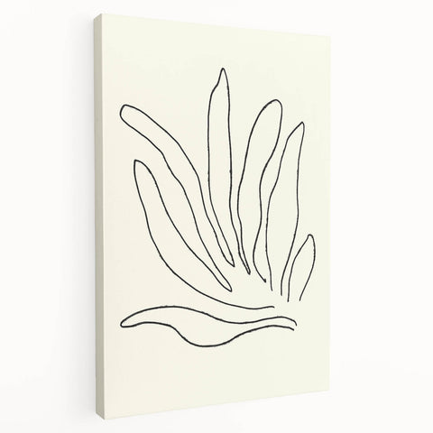 Stretched canvas artwork showcasing an abstract minimalist design with soft, muted colors and geometric shapes, perfect for modern home decor.