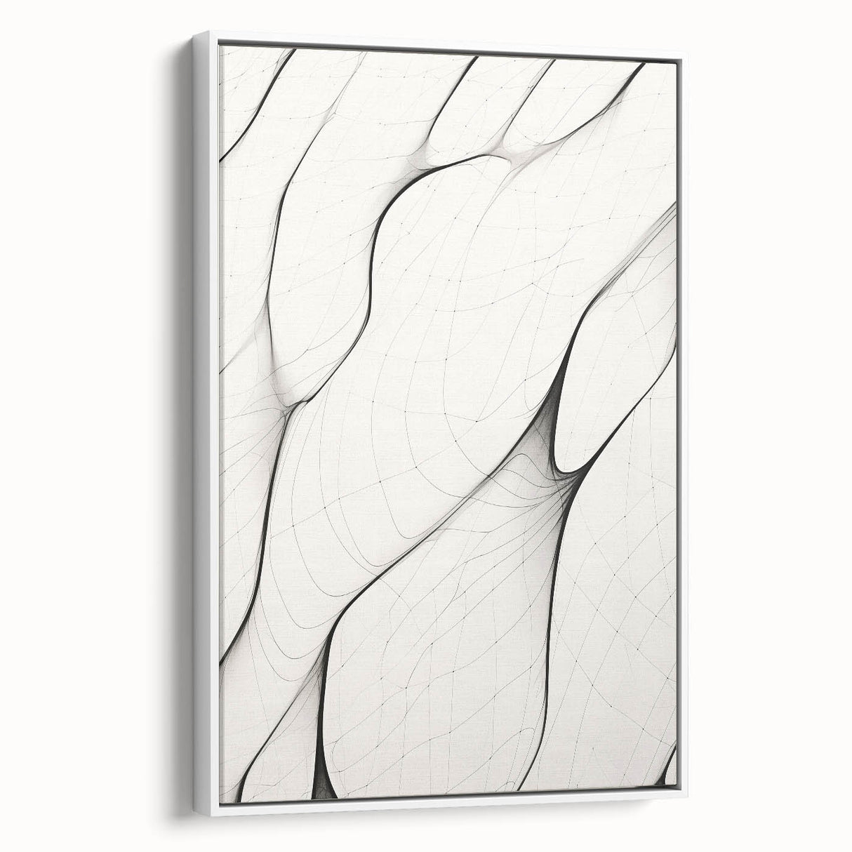 Framed minimalist wall art featuring an abstract design in soft pastel colors, elegantly displayed from a side view, ideal for modern home decor.