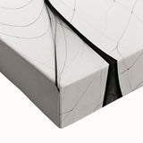 Close-up of a stretched canvas featuring an abstract minimalist design in soft earth tones, showcasing fluid shapes and textures, ideal for modern decor.