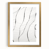 Abstract minimalist wall art design in a gold frame with a mat, showcasing a sleek and stylish aesthetic ideal for modern interiors. Perfect for enhancing decor in living rooms or offices.