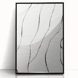 Framed abstract minimalist wall art featuring a sleek black design, perfect for modern decor. This piece adds sophistication and elegance to any interior space.