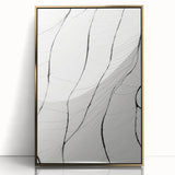 Framed abstract minimalist wall art featuring a gold-acrylic design, elegantly showcasing geometric shapes against a soft background, perfect for modern decor.