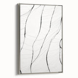 Framed minimalist wall art featuring an abstract design with silver accents, displayed in a stylish side view, perfect for modern decor and enhancing interior aesthetics.