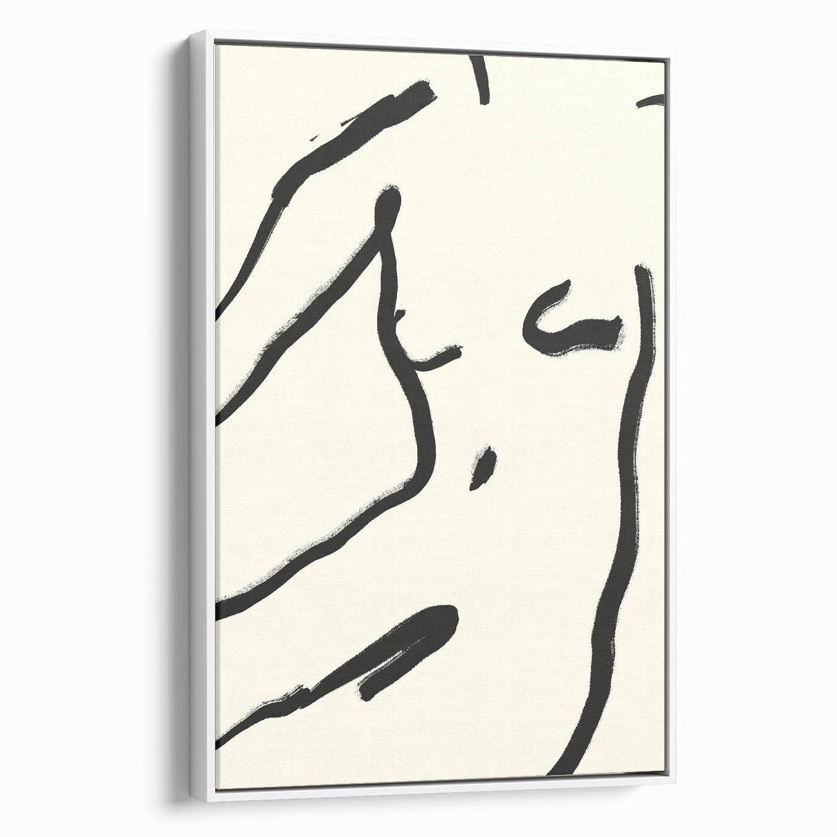 Framed abstract minimalist wall art in a white setting, showcasing sleek lines and soft colors, ideal for contemporary home decor. Perfect for enhancing modern interiors.