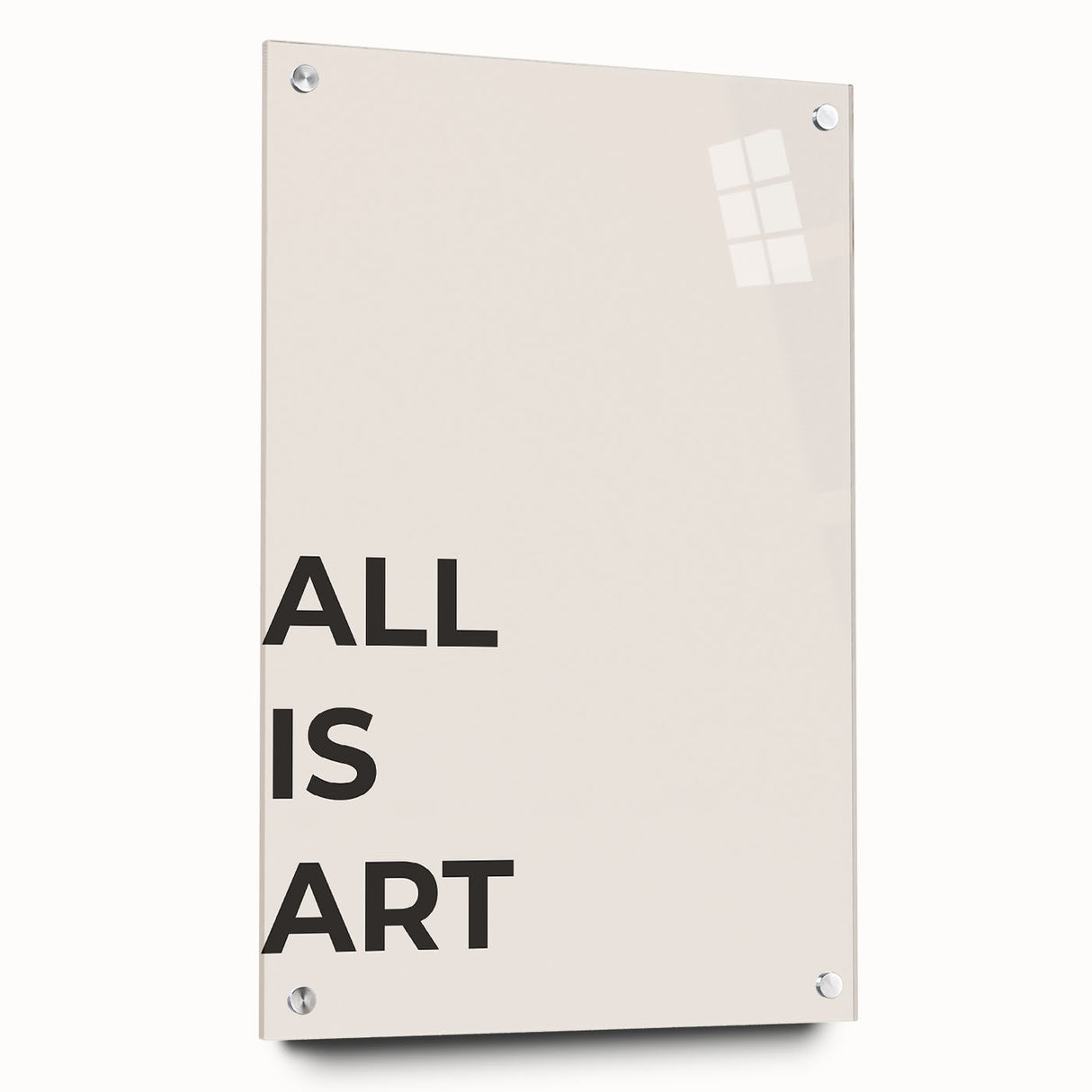Abstract minimalist design wall art collection displayed in an acrylic glass frame, showcasing a side view with decorative pins, perfect for modern home decor.