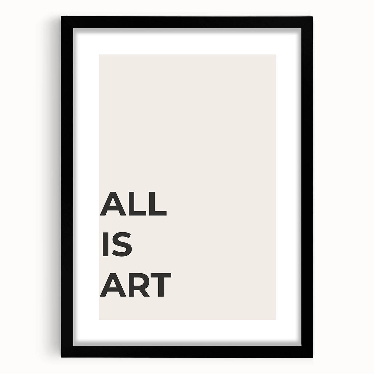 Abstract minimalist wall art collection featuring a framed piece with a black mat, showcasing geometric shapes and muted colors, ideal for modern home decor.