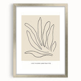 Minimalist abstract wall art featuring a silver-framed design with a mat, showcasing geometric patterns and soft colors, ideal for modern home decor.