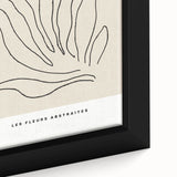 Close-up of a framed abstract minimalist wall art piece showcasing a blend of soft earth tones and geometric shapes, perfect for modern home decor.