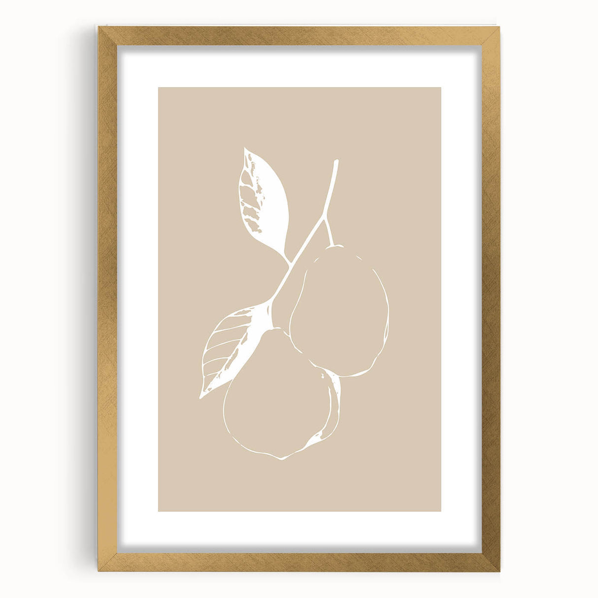 Framed abstract minimalist wall art collection featuring a gold mat and sleek design, perfect for modern home decor enhancement.