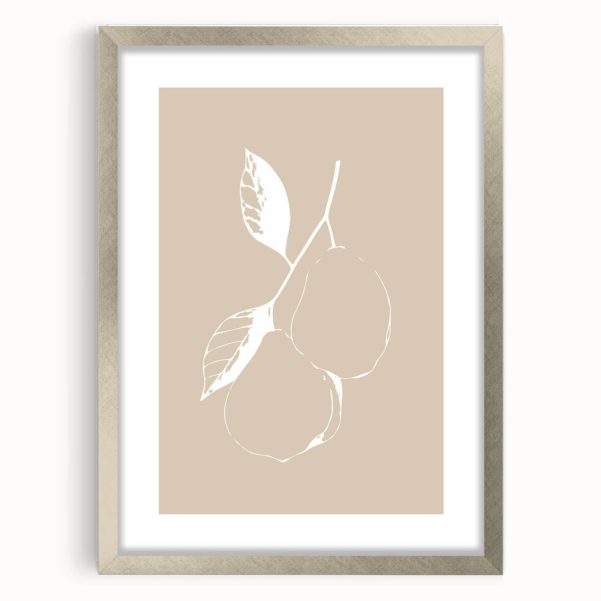 Framed minimalist wall art collection featuring abstract designs in soft colors, set in a sleek silver frame with a mat for an elegant finish.