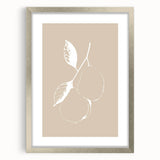 Framed minimalist wall art collection featuring abstract designs in soft colors, set in a sleek silver frame with a mat for an elegant finish.