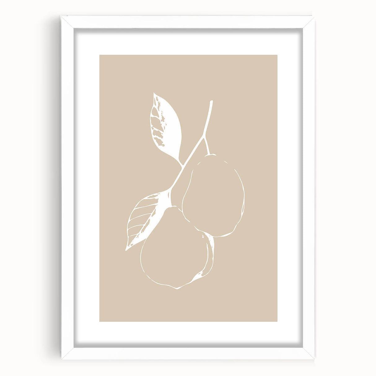 Abstract minimalist wall art featuring a sleek white frame with mat, showcasing a modern design suitable for contemporary decor.