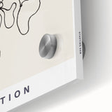 Abstract minimalist wall art design showcasing vibrant colors and geometric shapes, printed on acrylic glass, perfect for modern home decor accents.