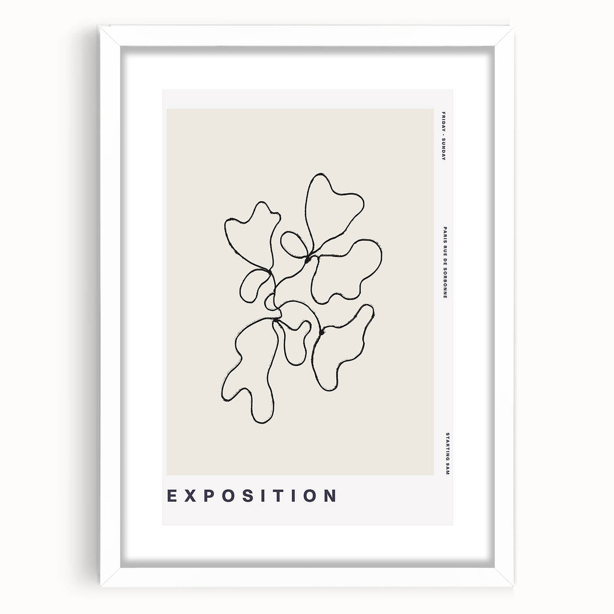 Abstract minimalist wall art collection featuring a framed design with a white mat, showcasing geometric patterns in soft neutral tones, perfect for modern decor.