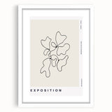 Abstract minimalist wall art collection featuring a framed design with a white mat, showcasing geometric patterns in soft neutral tones, perfect for modern decor.