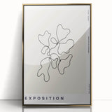 Framed acrylic wall art featuring an abstract minimalist design with gold accents, perfect for modern home decor and enhancing interior aesthetics.