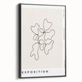 Framed minimalist wall art featuring abstract geometric designs in black and white, displayed from a side view to highlight its sleek profile and modern aesthetic, perfect for contemporary interior decor.