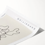 Abstract minimalist wall art print showcasing vibrant geometric shapes in bold colors, elegantly rolled for easy display, perfect for modern home decor.