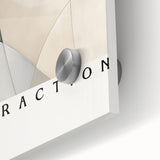 Close-up of an abstract minimalist wall art piece featuring vibrant colors and geometric shapes, designed for modern decor, showcasing acrylic and glass textures.