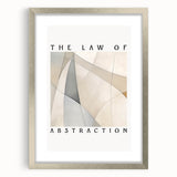 Abstract minimalist wall art design framed in silver with a mat, showcasing geometric patterns and soft color tones, perfect for modern home decor.