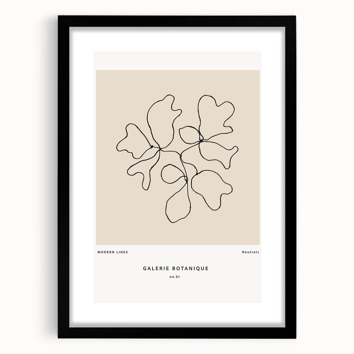 Abstract minimalist wall art design featuring a black frame and mat, showcasing modern geometric patterns, ideal for contemporary home decor and artistic expression.