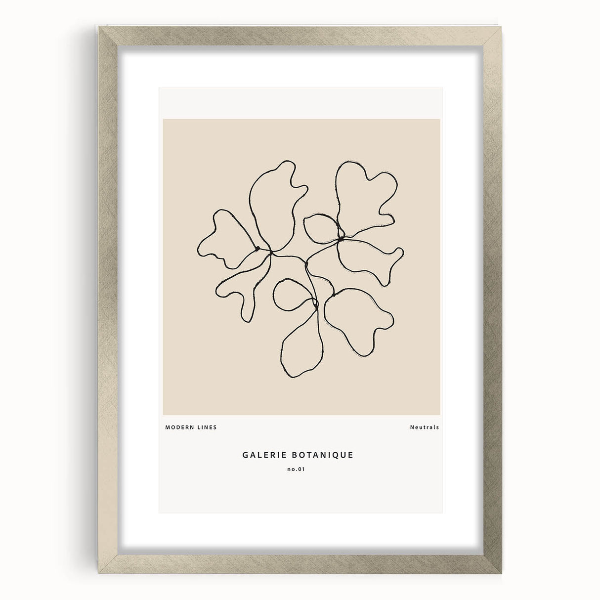 Abstract minimalist wall art featuring a silver frame and mat, showcasing a modern design perfect for contemporary home decor. Ideal for adding a stylish touch to any living space.