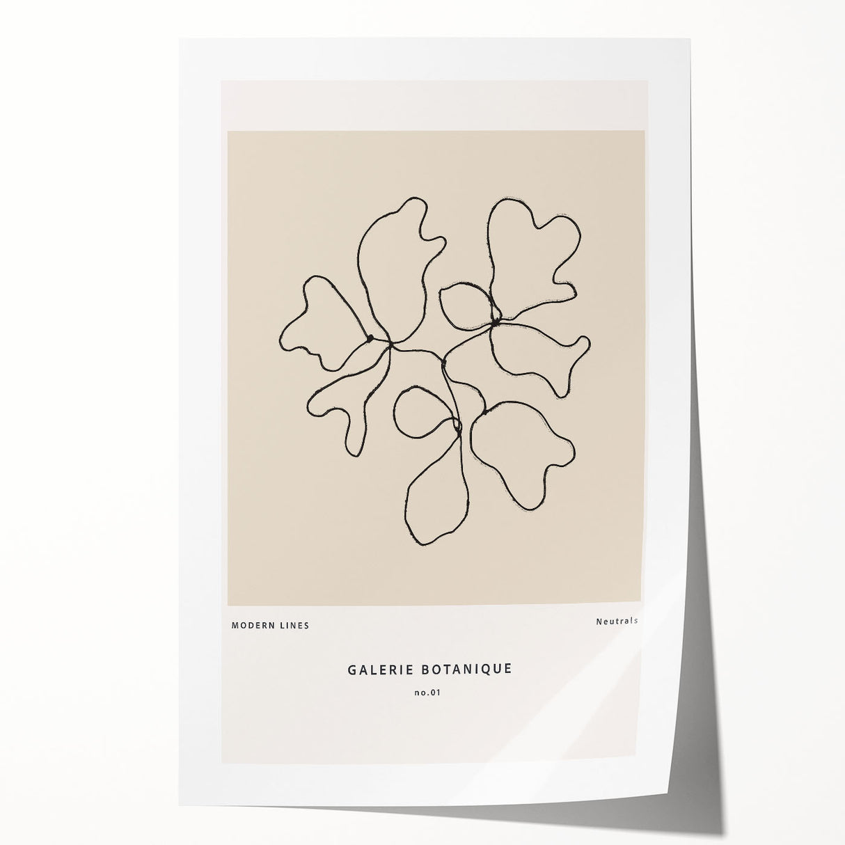 Abstract minimalist wall art design featuring soft pastel colors and geometric shapes, rolled and packaged securely in a protective cardboard tube for easy shipping.