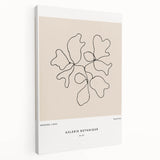 Stretched canvas artwork showcasing an abstract minimalist design with geometric shapes in soft pastel colors, elegantly displayed from a side view for a modern home decor aesthetic.