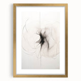 Abstract minimalist wall art framed in gold, showcasing a modern design with a white mat, perfect for enhancing contemporary home decor.