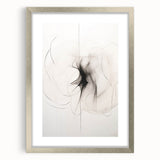 Abstract minimalist wall art design featuring a silver frame with a mat, showcasing a contemporary aesthetic perfect for modern interiors. The artwork's subtle color palette and clean lines enhance elegance in any room. Ideal for art enthusiasts seeking stylish home decor.