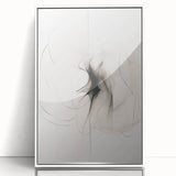 Framed acrylic wall art featuring an abstract minimalist design in soft blue and white tones, showcasing a modern aesthetic perfect for contemporary decor.