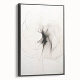 Framed black abstract minimalist wall art showcasing a sleek design with clean lines and a sophisticated aesthetic, perfect for modern decor.