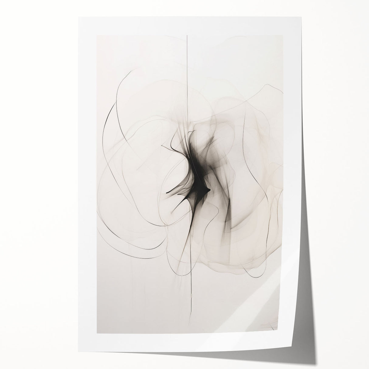 Abstract minimalist wall art print featuring soft pastel colors and geometric shapes, perfect for modern decor, rolled and securely packaged for delivery.