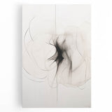 Stretched canvas wall art featuring an abstract minimalist design with soft pastel colors and geometric shapes, enhancing modern home decor aesthetics.