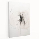 Abstract minimalist wall art collection featuring vibrant colors and geometric shapes on stretched canvas, viewed from the side, showcasing its depth and texture. Ideal for modern home decor.