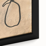 Close-up of an abstract minimalist wall art design featuring soft earth tones and geometric shapes, framed for a modern aesthetic, perfect for home decor.