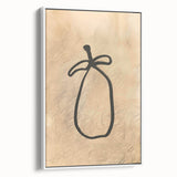 Framed canvas wall art featuring an abstract minimalist design in neutral tones, showcasing a sleek white frame. Ideal for modern decor, it adds sophistication to any space.