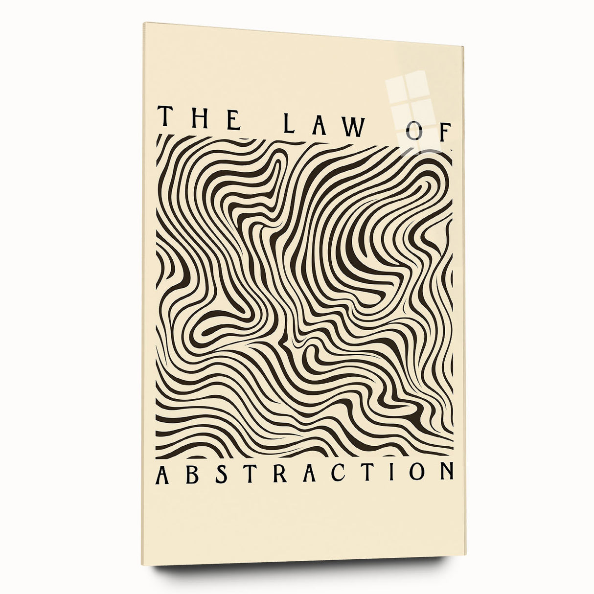 Abstract minimalist wall art print displayed in a sleek acrylic frame, showcasing subtle color gradients and geometric shapes, perfect for modern interior decor.