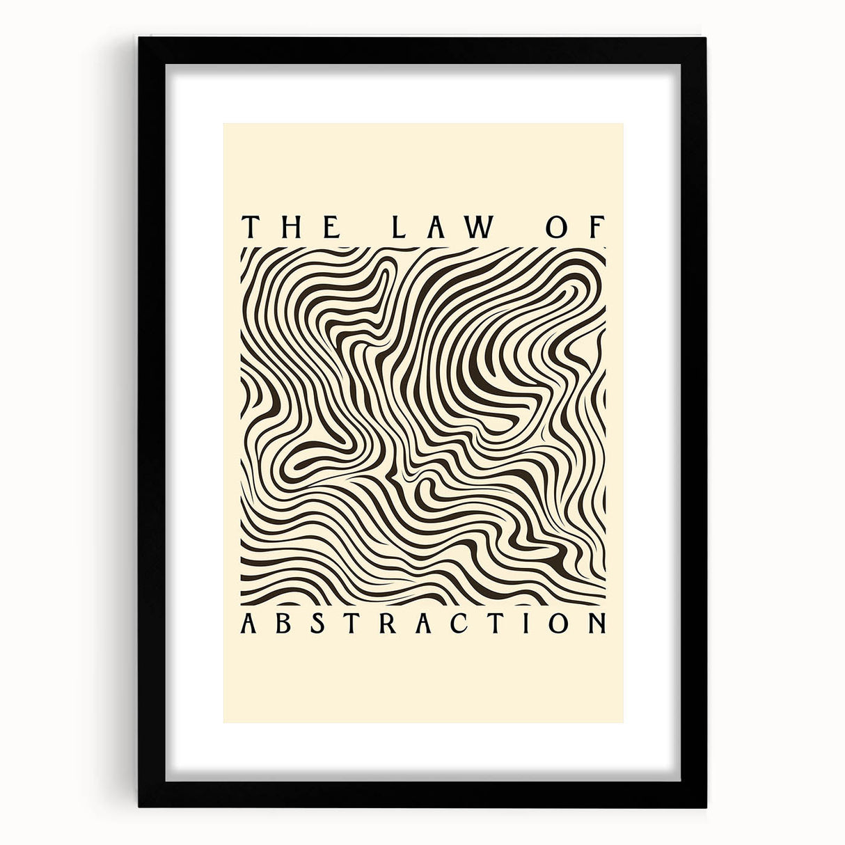 Minimalist abstract wall art framed in black with a mat, showcasing elegant geometric shapes and muted colors, perfect for modern decor and home styling.