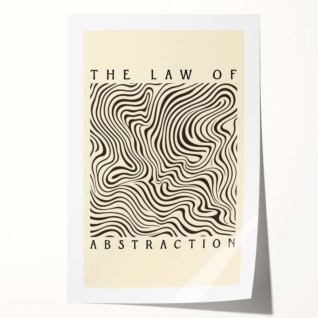 Abstract minimalist wall art print featuring soft pastel colors and geometric shapes, rolled and secured in a protective cardboard tube, ideal for modern decor.