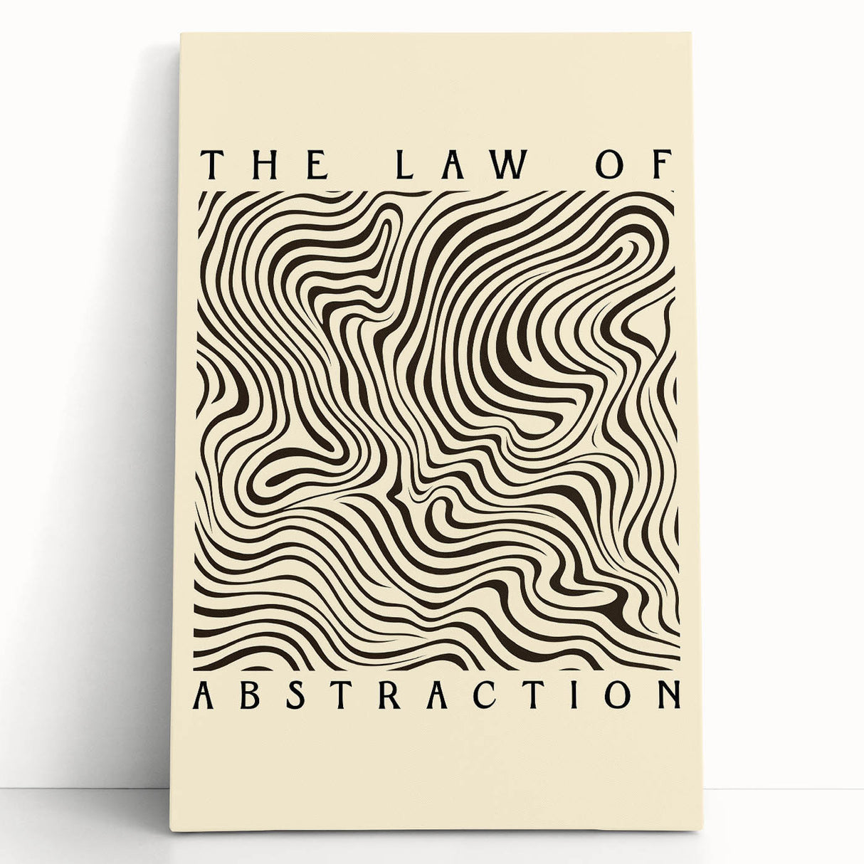 Abstract minimalist design wall art collection featuring a stretched canvas in soft pastel colors, leaning against a textured beige wall, adding a modern touch to interior decor.